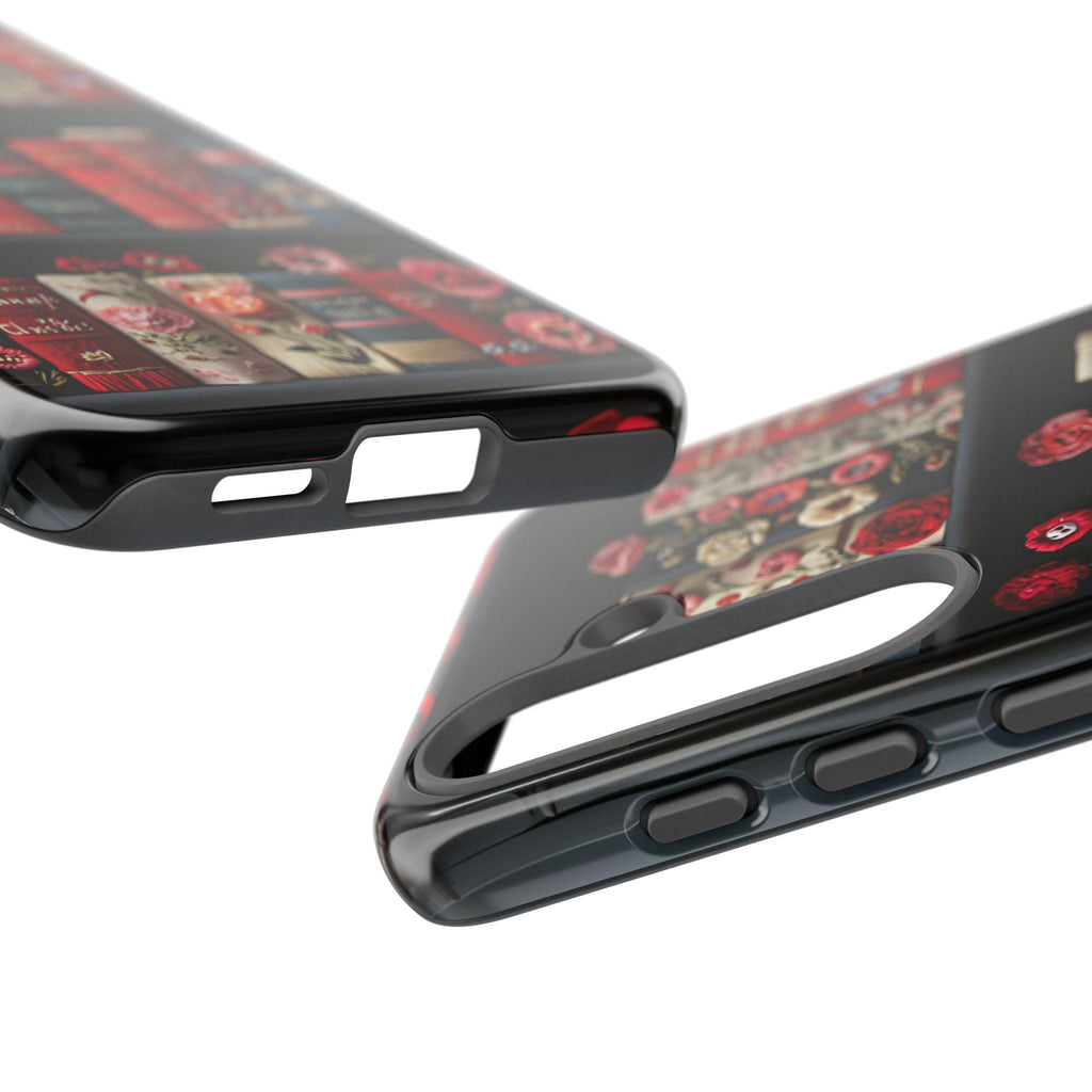 Floral Bookshelf Phone Case: Faux Embroidery Book Lover Gift  iPhone Galaxy Pixel covers