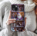 Bookish Phone Case Boho Floral Elements, Light Purple Christmas Bookshelf iPhone Galaxy, Pixel
