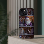 Bookish MagSafe Phone Case Boho Floral Light Purple Bookshelf Book Lovers, iPhone Cover.