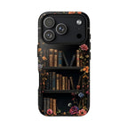 Floral Bookish Phone Case, Book Literary Lover Gift, Bookshelf iPhone Galaxy Pixel
