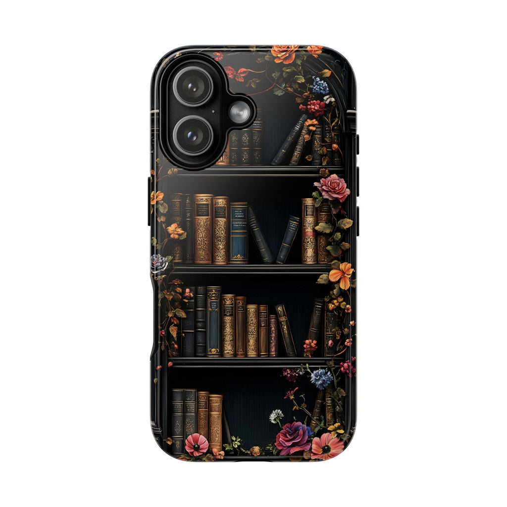 Floral Bookish Phone Case, Book Literary Lover Gift, Bookshelf iPhone Galaxy Pixel