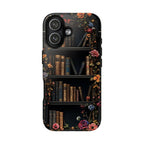 Floral Bookish Phone Case, Book Literary Lover Gift, Bookshelf iPhone Galaxy Pixel