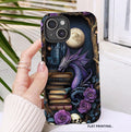 Purple Dragon Bookshelf Phone Case: Book Lover Gift iPhone Galaxy Pixel