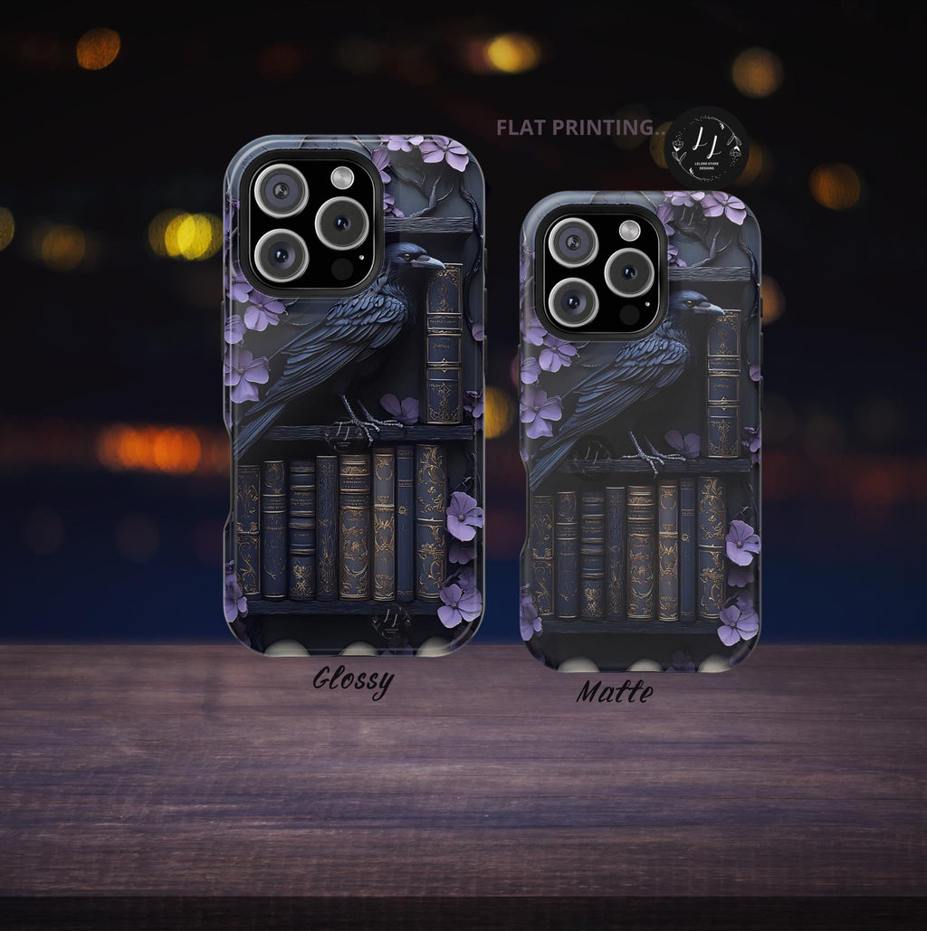 Gothic Raven Bookshelf iPhone MagSafe Case: Dark Academia Book Lover Gift  iPhone Galaxy Pixel