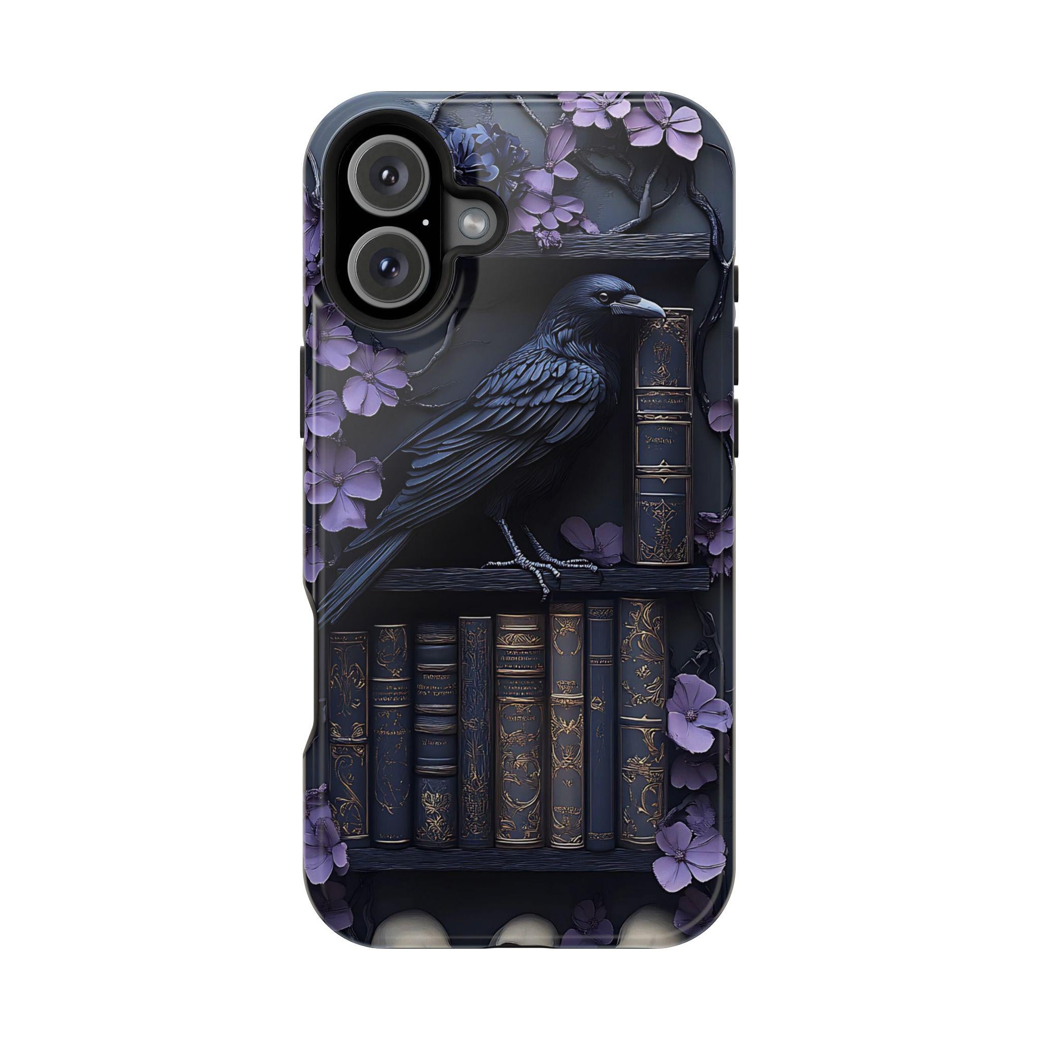 Gothic Raven Bookshelf iPhone MagSafe Case: Dark Academia Book Lover Gift  iPhone Galaxy Pixel