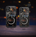 Magnetic Dragon Bookshelf iPhone Case: Fantasy Library Design Mythical Gift