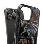 Magnetic Dragon Bookshelf iPhone Case: Fantasy Library Design Mythical Gift