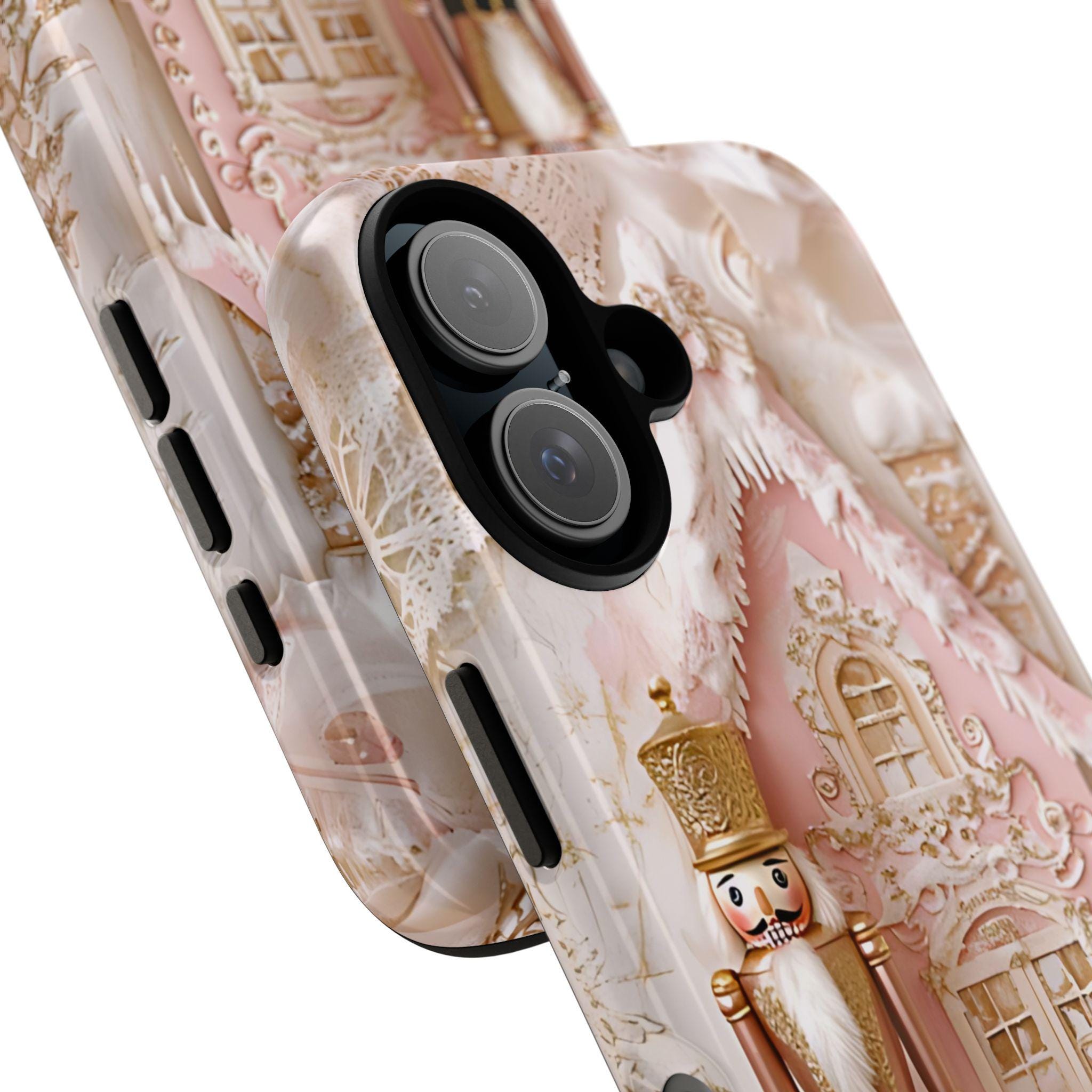 Gingerbread Nutcracker Christmas Phone Case: Pink Holiday Design iPhone Galaxy Pixel