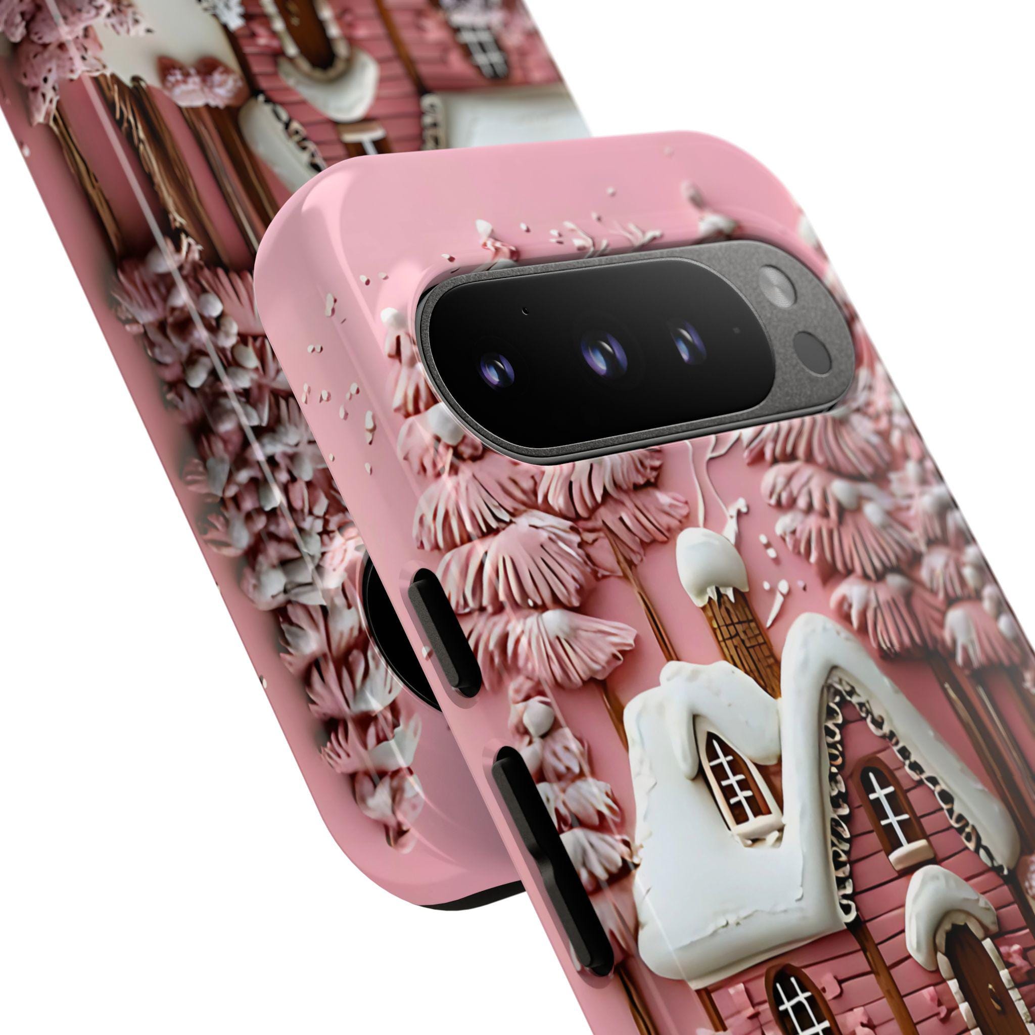Pink Christmas Tree Phone Case: Winter Village Holiday Design Samsung galaxy cover iPhone , Pixel