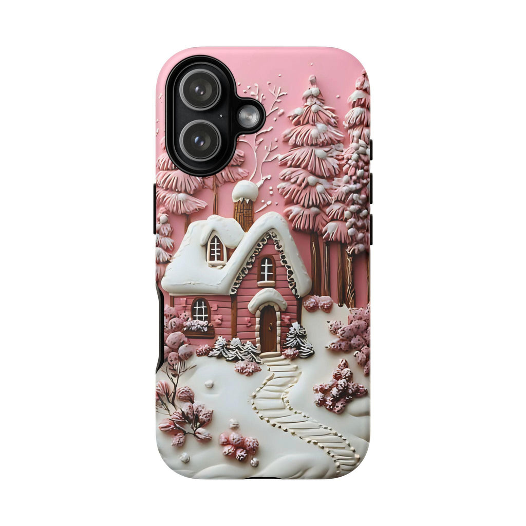 Pink Christmas Tree Phone Case: Winter Village Holiday Design Samsung galaxy cover iPhone , Pixel