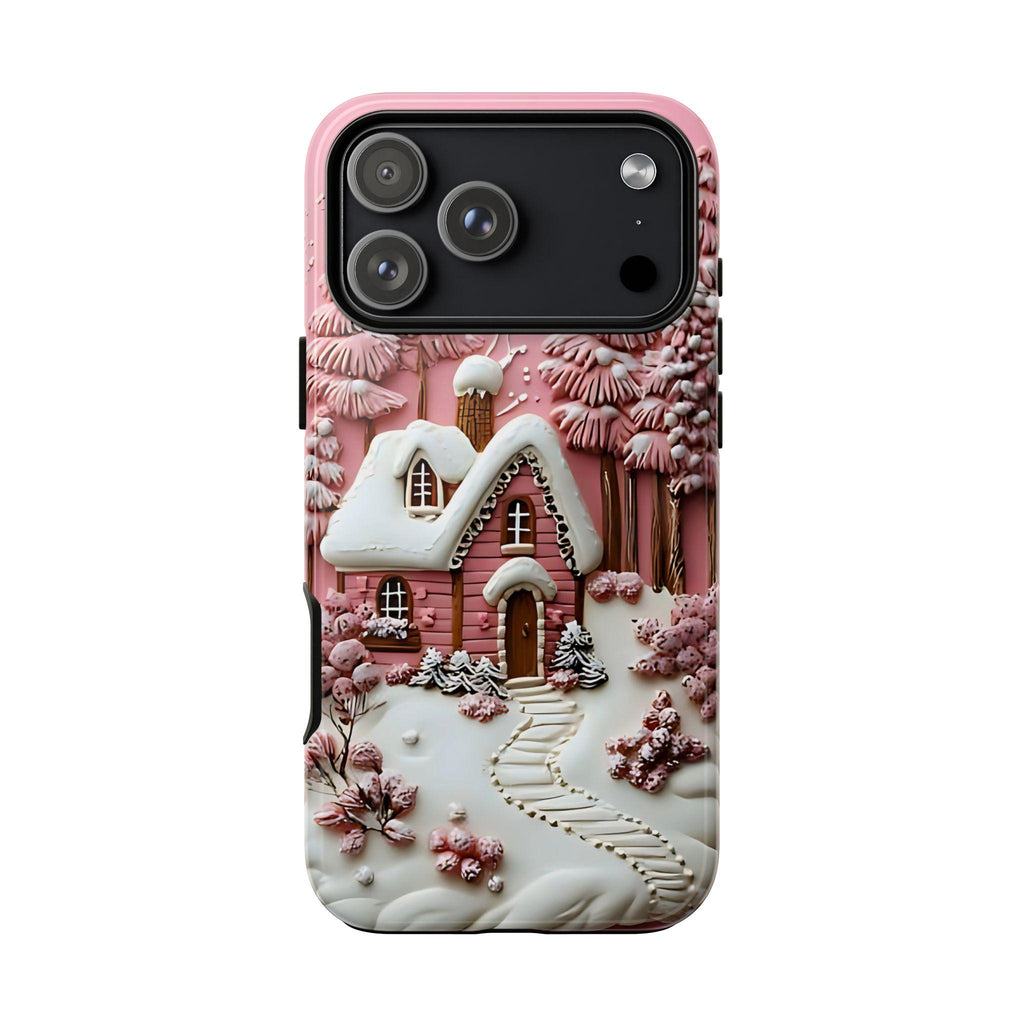 Pink Christmas Tree Phone Case: Winter Village Holiday Design Samsung galaxy cover iPhone , Pixel