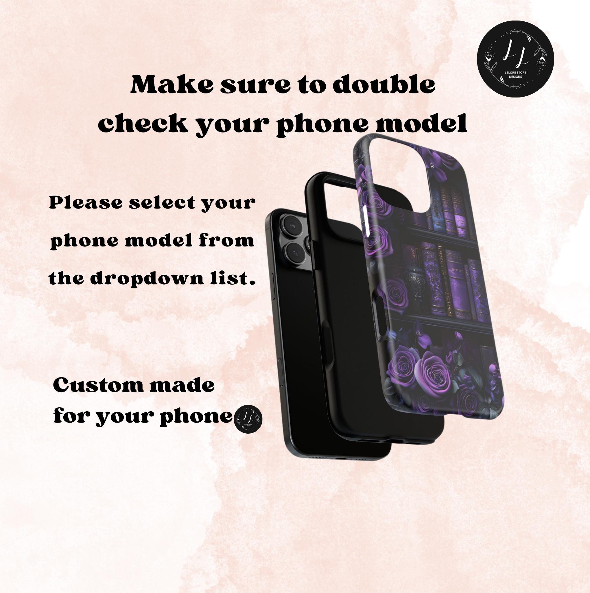 Bookish Phone Case, Purple Floral Vintage Library Design, Dark Academia Gothic iPhone Galaxy, Pixel
