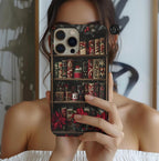 Bookish Christmas Bookshelf Phone Case, Holiday Library Bookcase, Boho iPhone  Galaxy Pixel