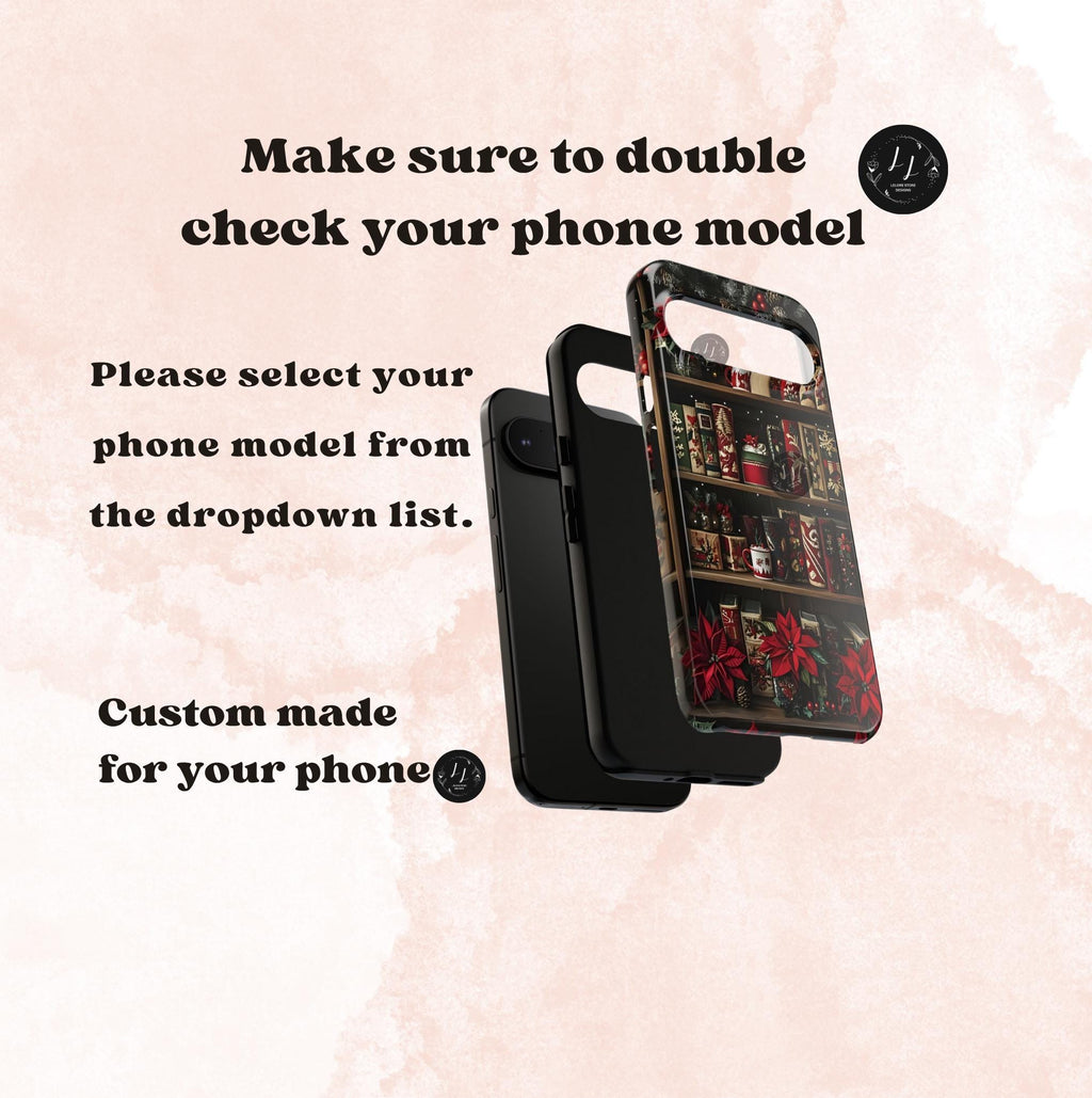 Bookish Christmas Bookshelf Phone Case, Holiday Library Bookcase, Boho iPhone  Galaxy Pixel
