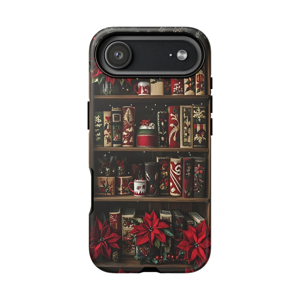Bookish Christmas Bookshelf Phone Case, Holiday Library Bookcase, Boho iPhone  Galaxy Pixel