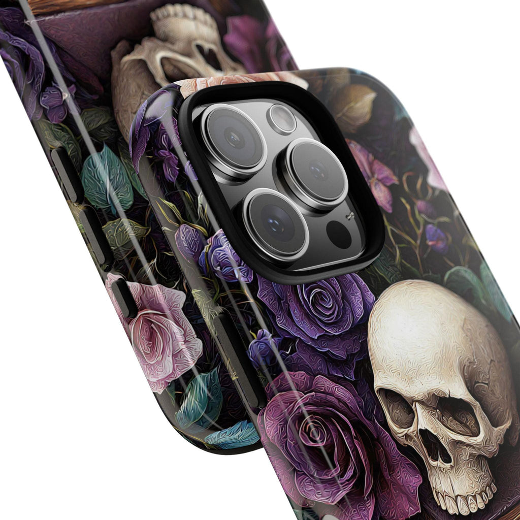 Dark Floral Skull Phone Case: Gothic Roses iPhone, Samsung, Pixel