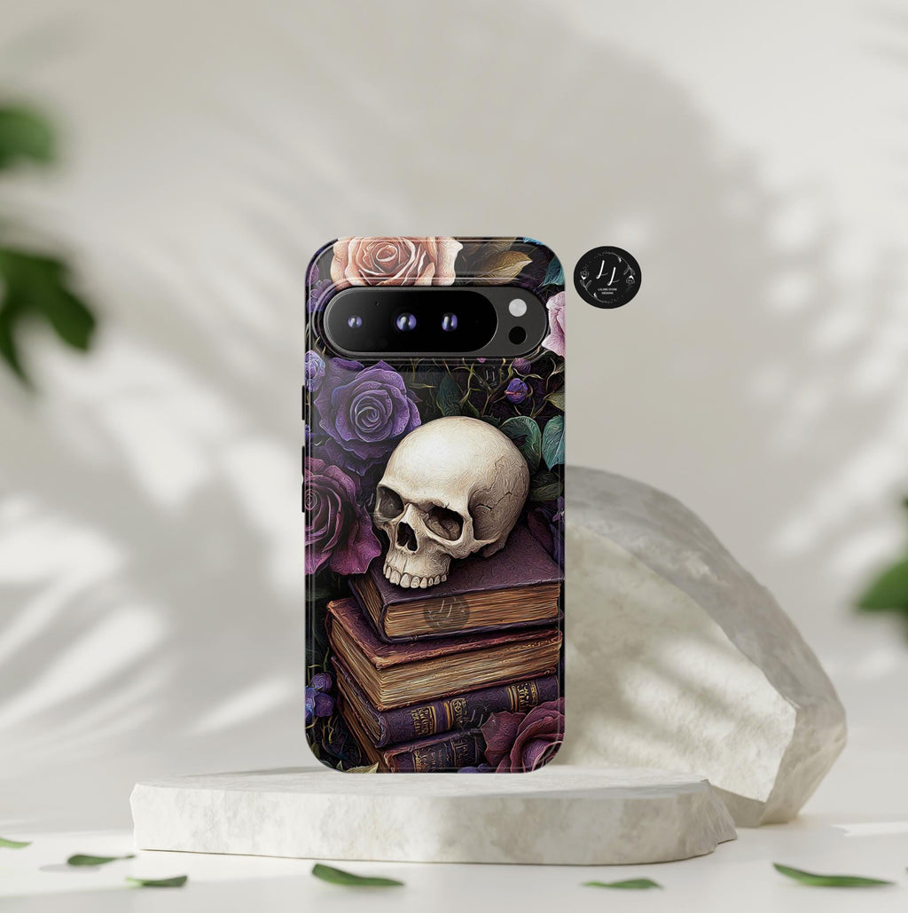 Dark Floral Skull Phone Case: Gothic Roses iPhone, Samsung, Pixel