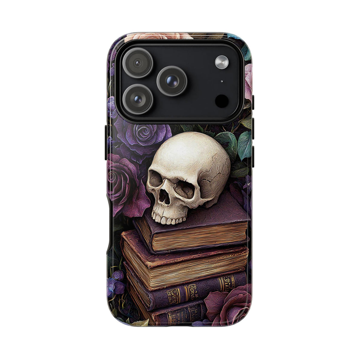 Dark Floral Skull Phone Case: Gothic Roses iPhone, Samsung, Pixel