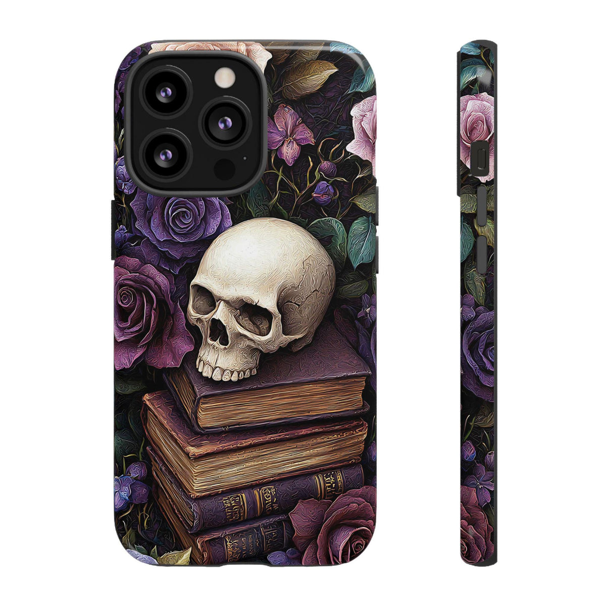 Dark Floral Skull Phone Case: Gothic Roses iPhone, Samsung, Pixel