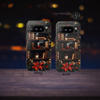 Bookish Christmas Phone Case, Bookshelf Holiday Library Bookcase Coffee Lover Gift iPhone Galaxy Pixel