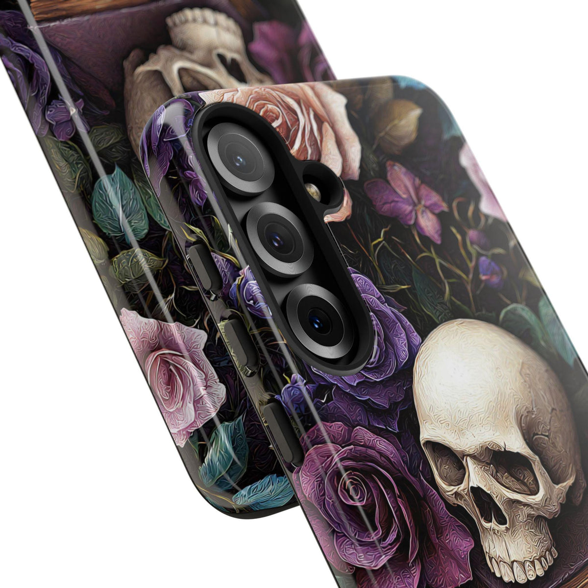 Dark Floral Skull Phone Case: Gothic Roses iPhone, Samsung, Pixel