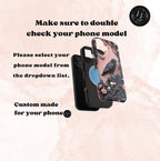 Gothic Raven iPhone Case: Pastel Floral Faux Carved Design, Magnetic Tough Case