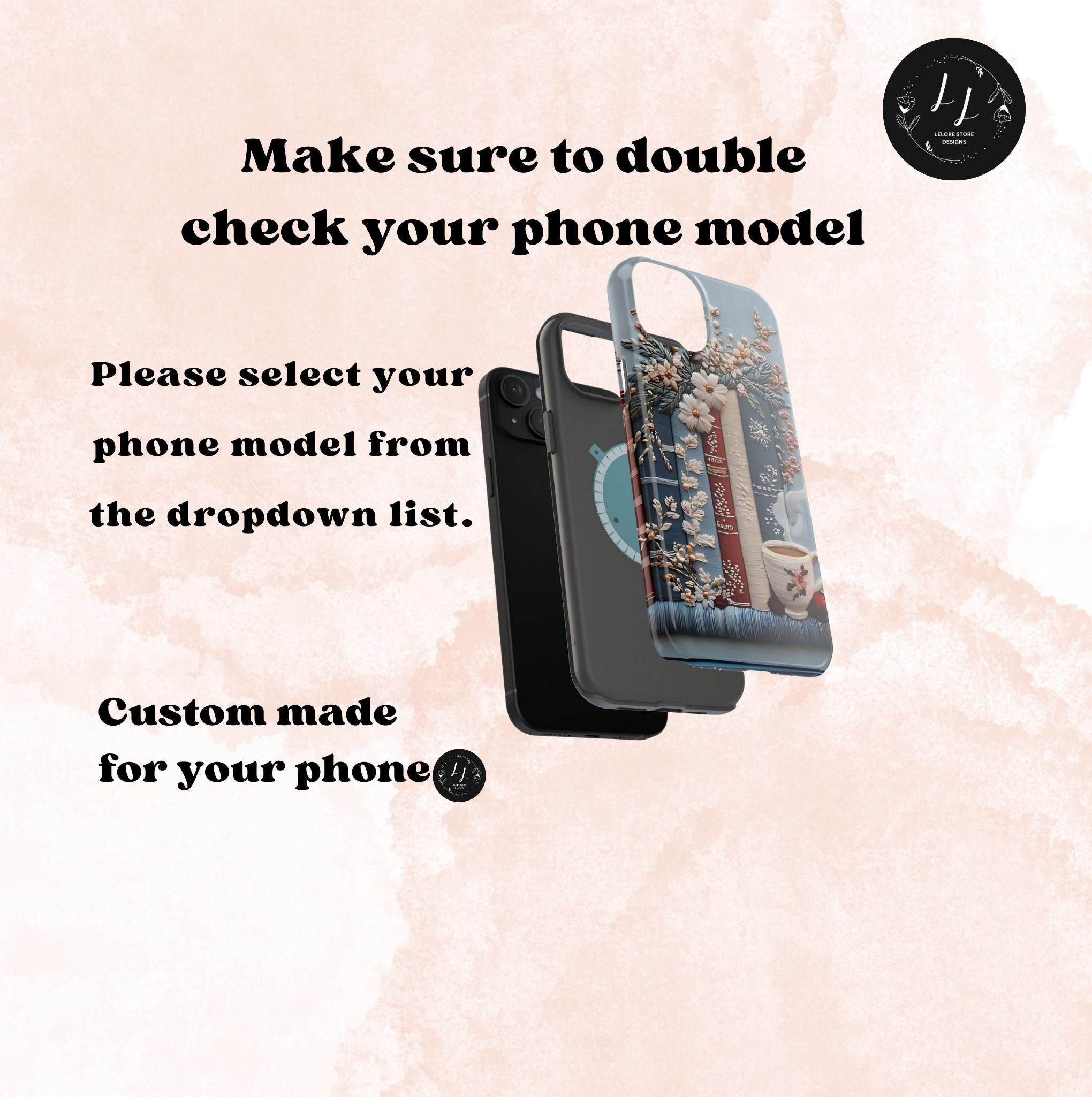 Boho Bookish MagSafe iPhone Case: Faux Embroidered Bookshelf & Coffee Cup