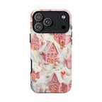 Winter Village Phone Case in Pink, Cozy Snowy Christmas Town Aesthetic, Holiday Gift for iPhone, Samsung Galaxy, Pixel Smartphone