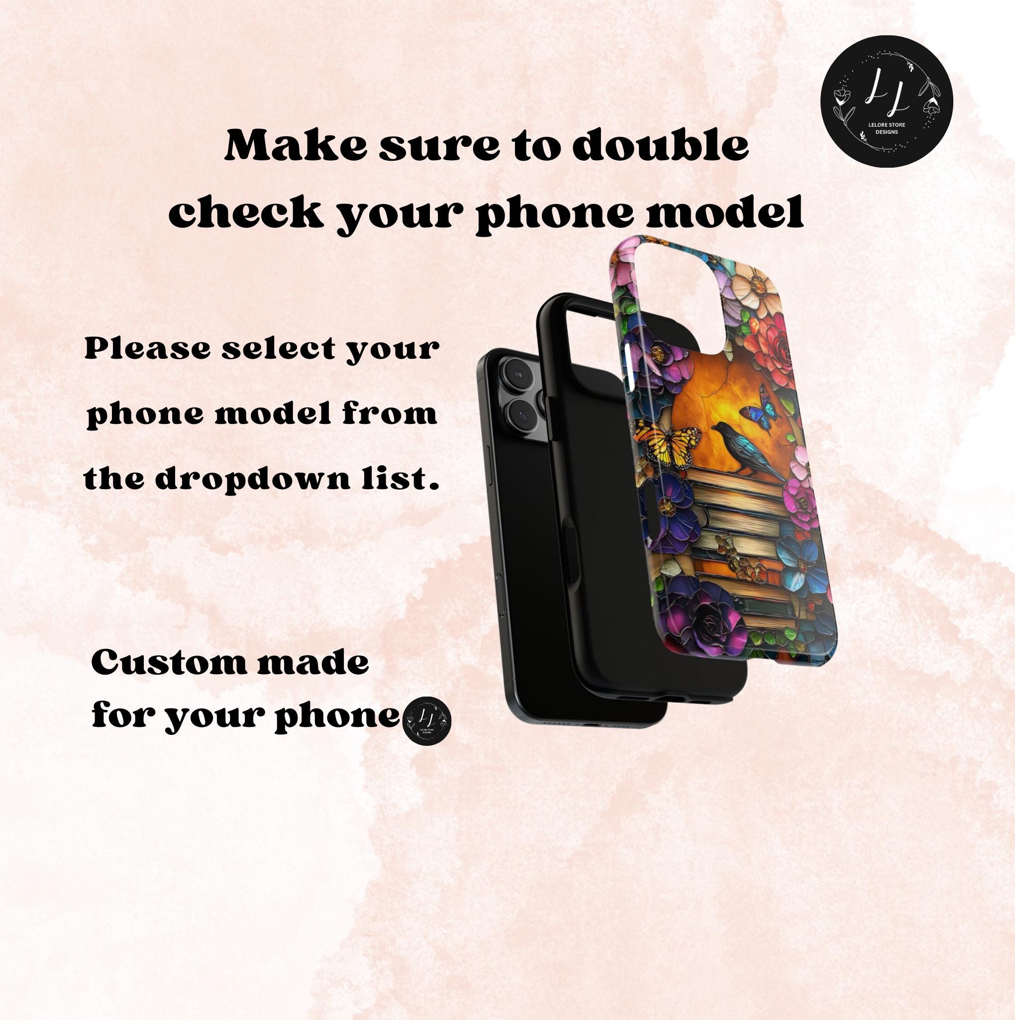 Floral Bookish Phone Case, Faux Stained Glass Books Flower Book Lovers iPhone Galaxy Pixel