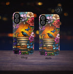 Floral Bookish Phone Case, Faux Stained Glass Books Flower Book Lovers iPhone Galaxy Pixel