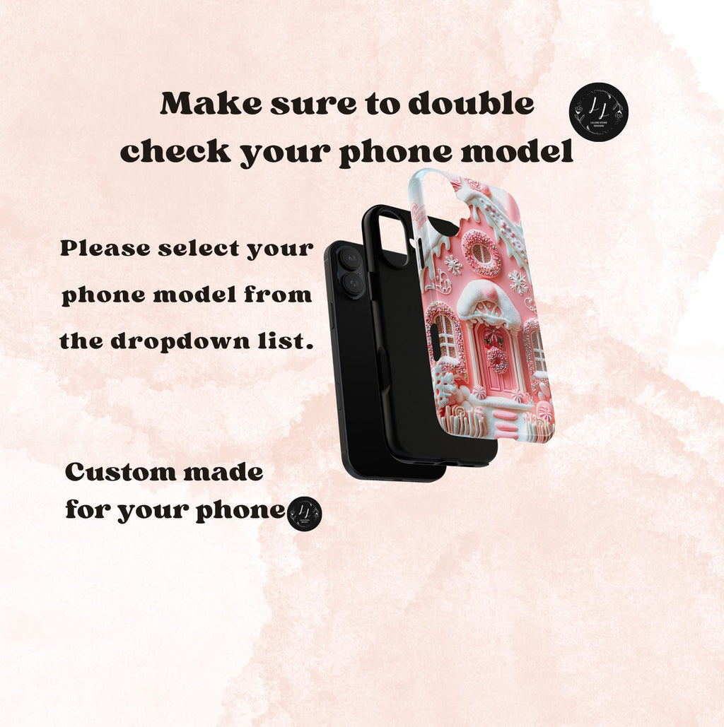 Pink Gingerbread House Phone Case, Festive Holiday Cover Holiday iPhone Galaxy Pixel,