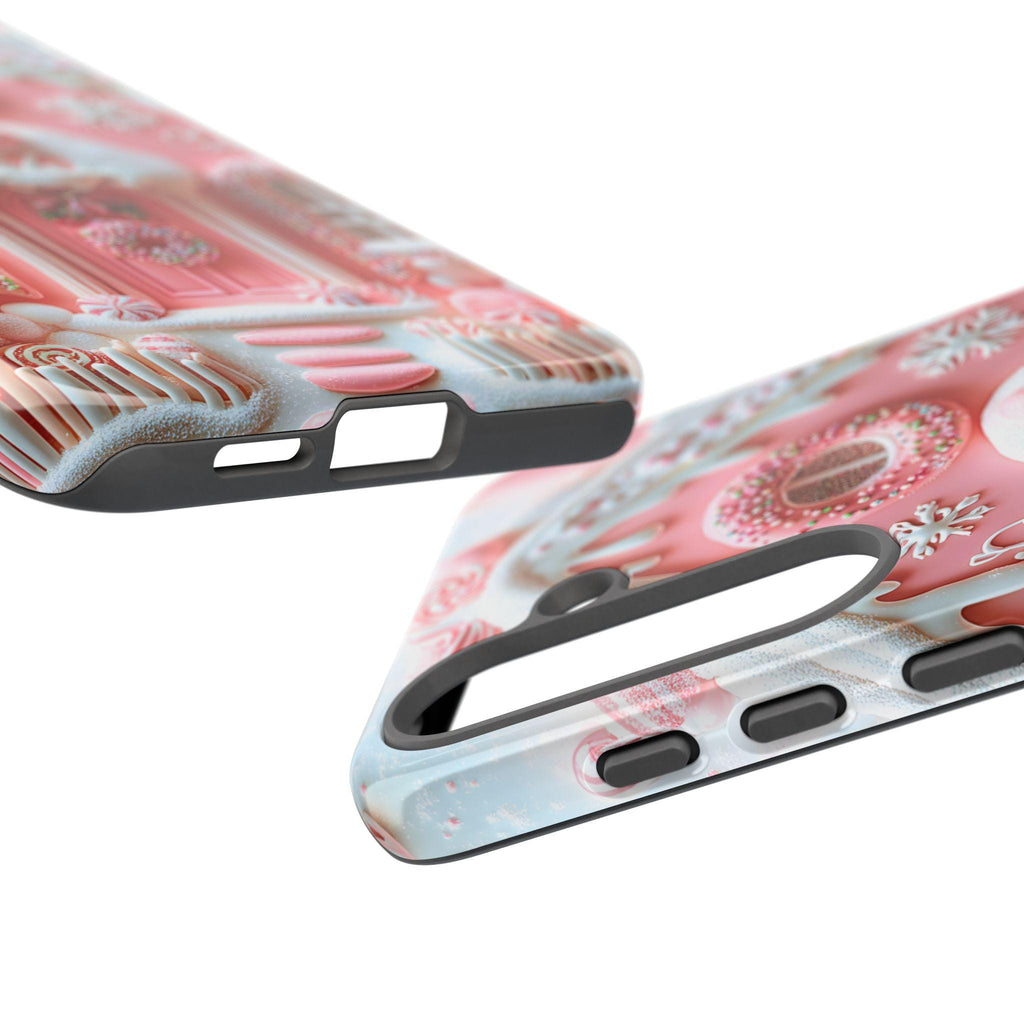 Pink Gingerbread House Phone Case, Festive Holiday Cover Holiday iPhone Galaxy Pixel,