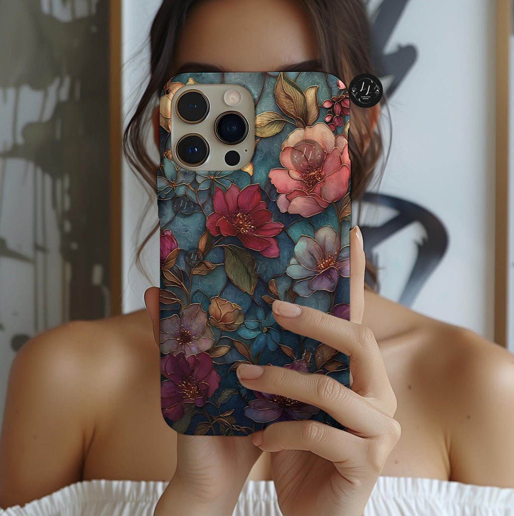 Wildflower Mosaic Phone Case Faux Stained Glass  Floral  iPhone Samsung Galaxy Pixel