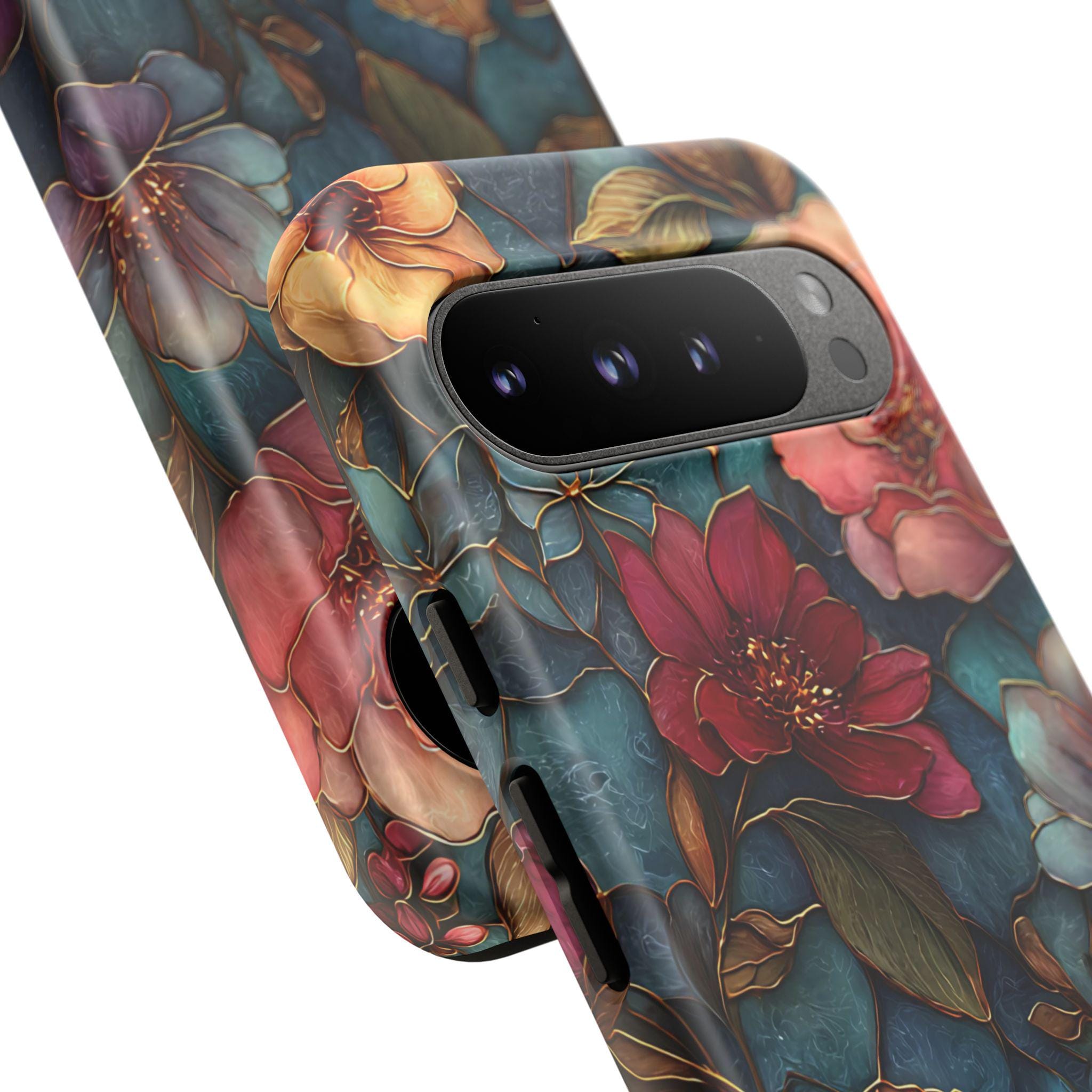 Wildflower Mosaic Phone Case Faux Stained Glass  Floral  iPhone Samsung Galaxy Pixel