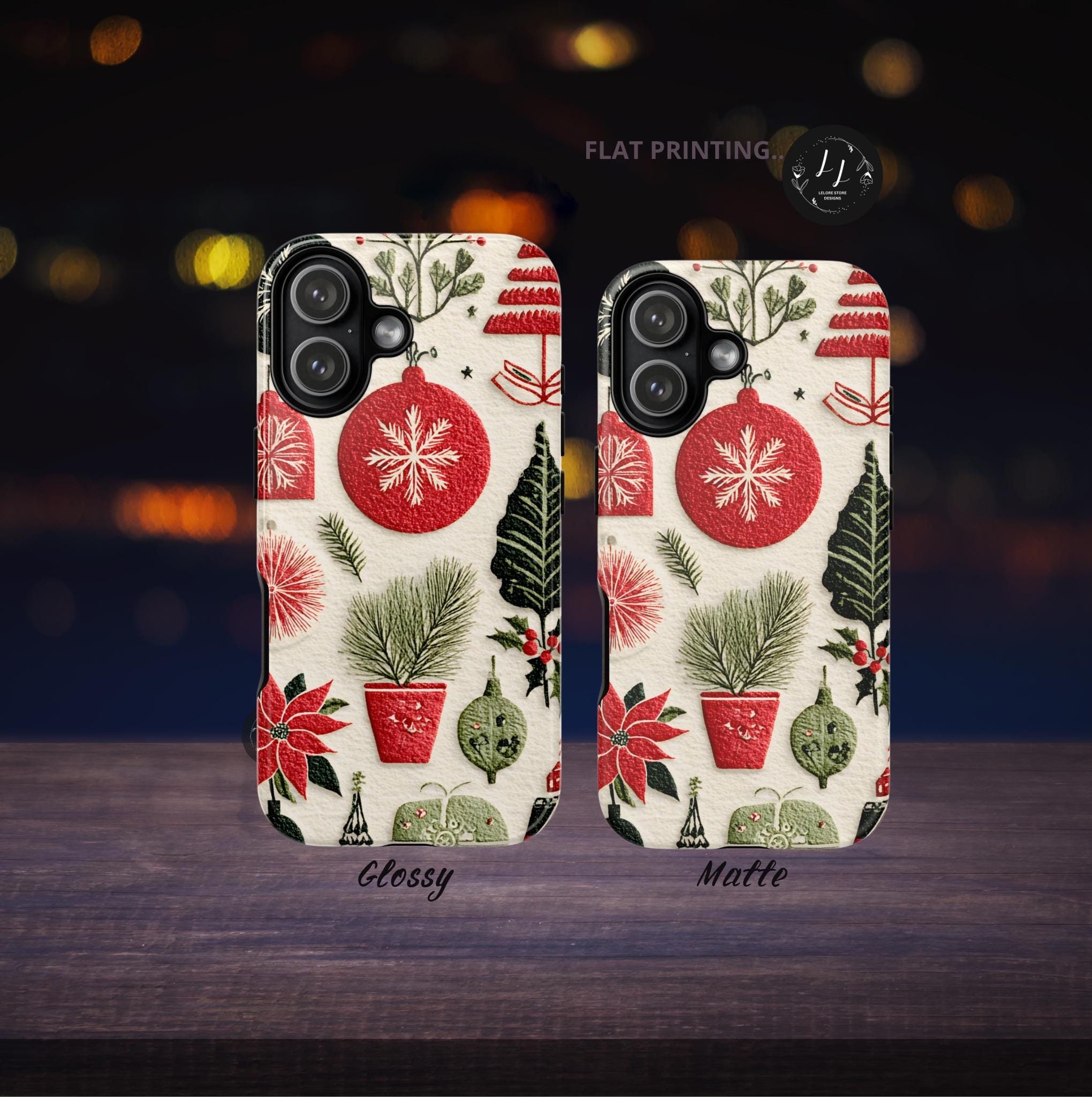 Retro Christmas Collage Phone Case, Gingerbread Town Holiday Cover   Festive Xmas iPhone Galaxy Pixel