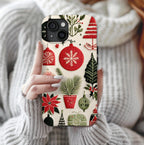 Retro Christmas Collage Phone Case, Gingerbread Town Holiday Cover   Festive Xmas iPhone Galaxy Pixel