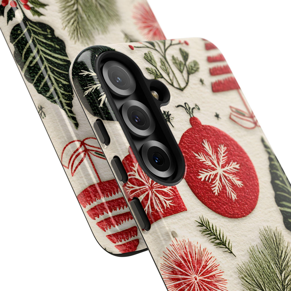 Retro Christmas Collage Phone Case, Gingerbread Town Holiday Cover   Festive Xmas iPhone Galaxy Pixel