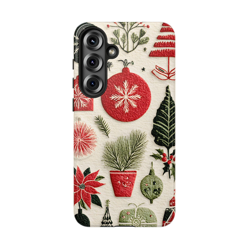 Retro Christmas Collage Phone Case, Gingerbread Town Holiday Cover   Festive Xmas iPhone Galaxy Pixel