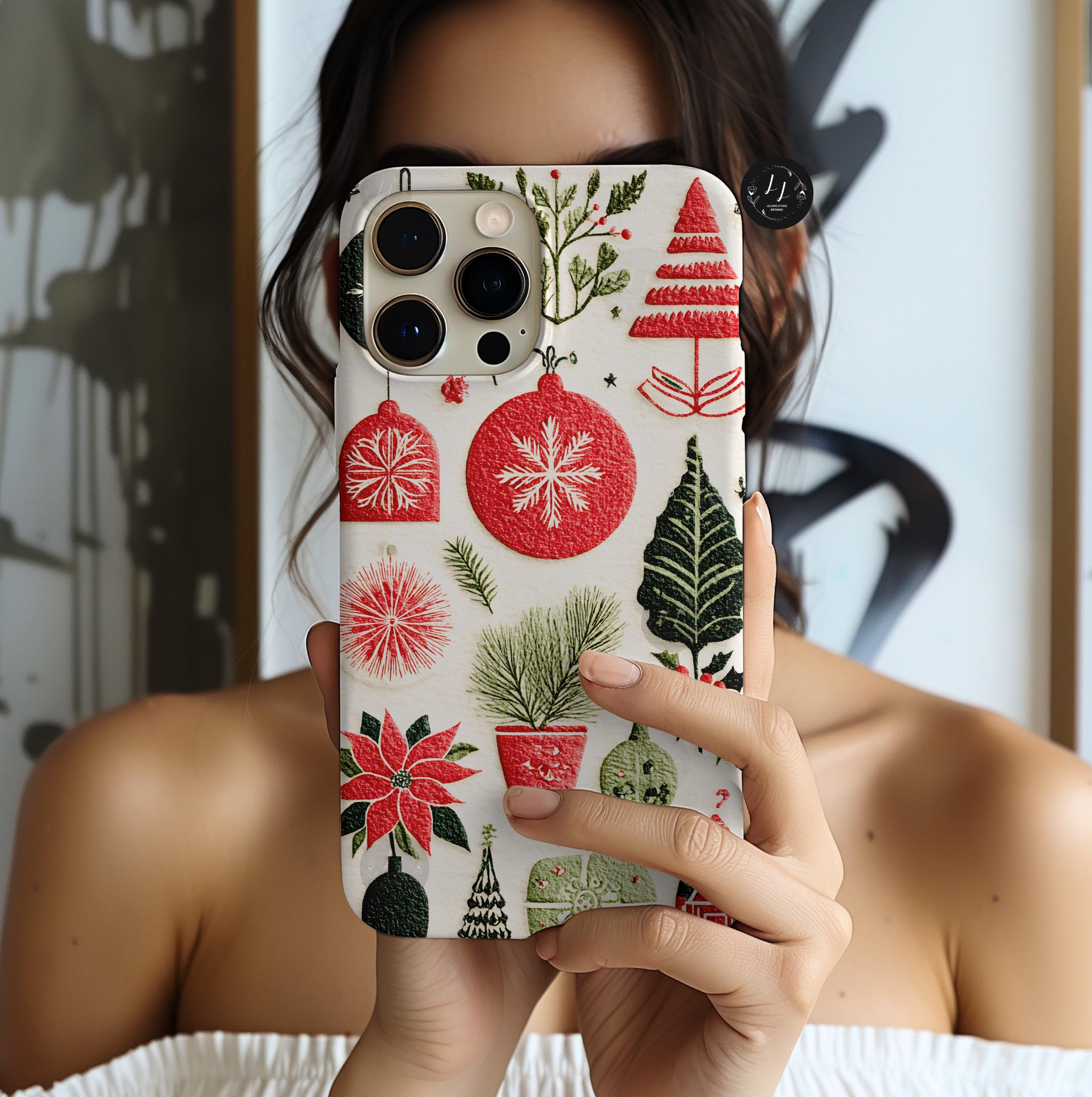 Retro Christmas Collage Phone Case, Gingerbread Town Holiday Cover   Festive Xmas iPhone Galaxy Pixel
