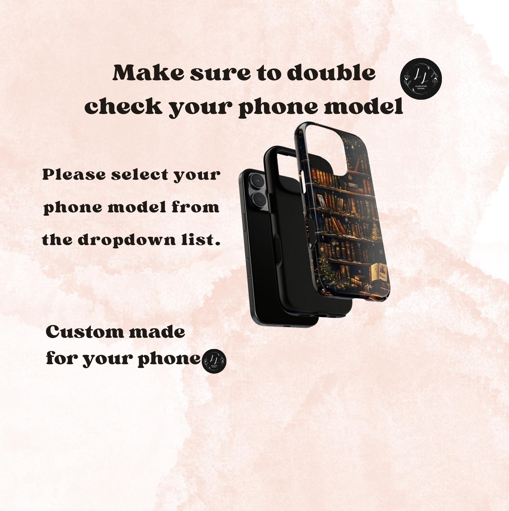 Bookish Christmas Bookshelf Holiday Library Bookcase Design, iPhone Galaxy Pixel.