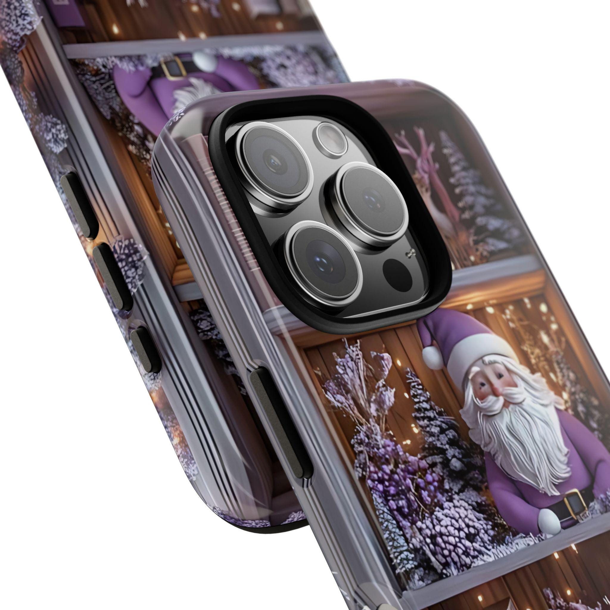 Bookish Phone Case Boho Floral Elements, Light Purple Christmas Bookshelf iPhone Galaxy, Pixel