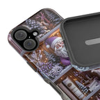 Bookish MagSafe Phone Case Boho Floral Light Purple Bookshelf Book Lovers, iPhone Cover.