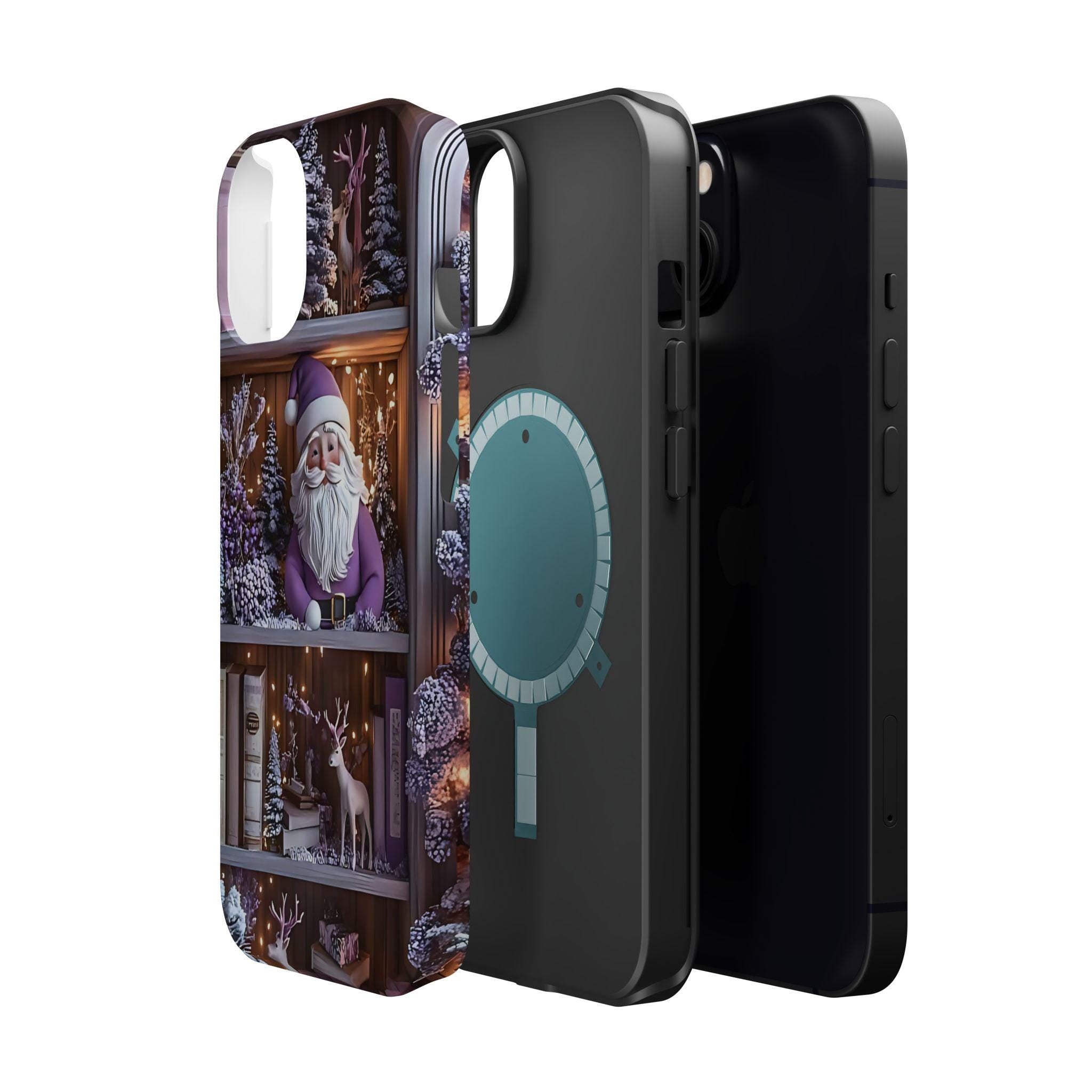 Bookish MagSafe Phone Case Boho Floral Light Purple Bookshelf Book Lovers, iPhone Cover.