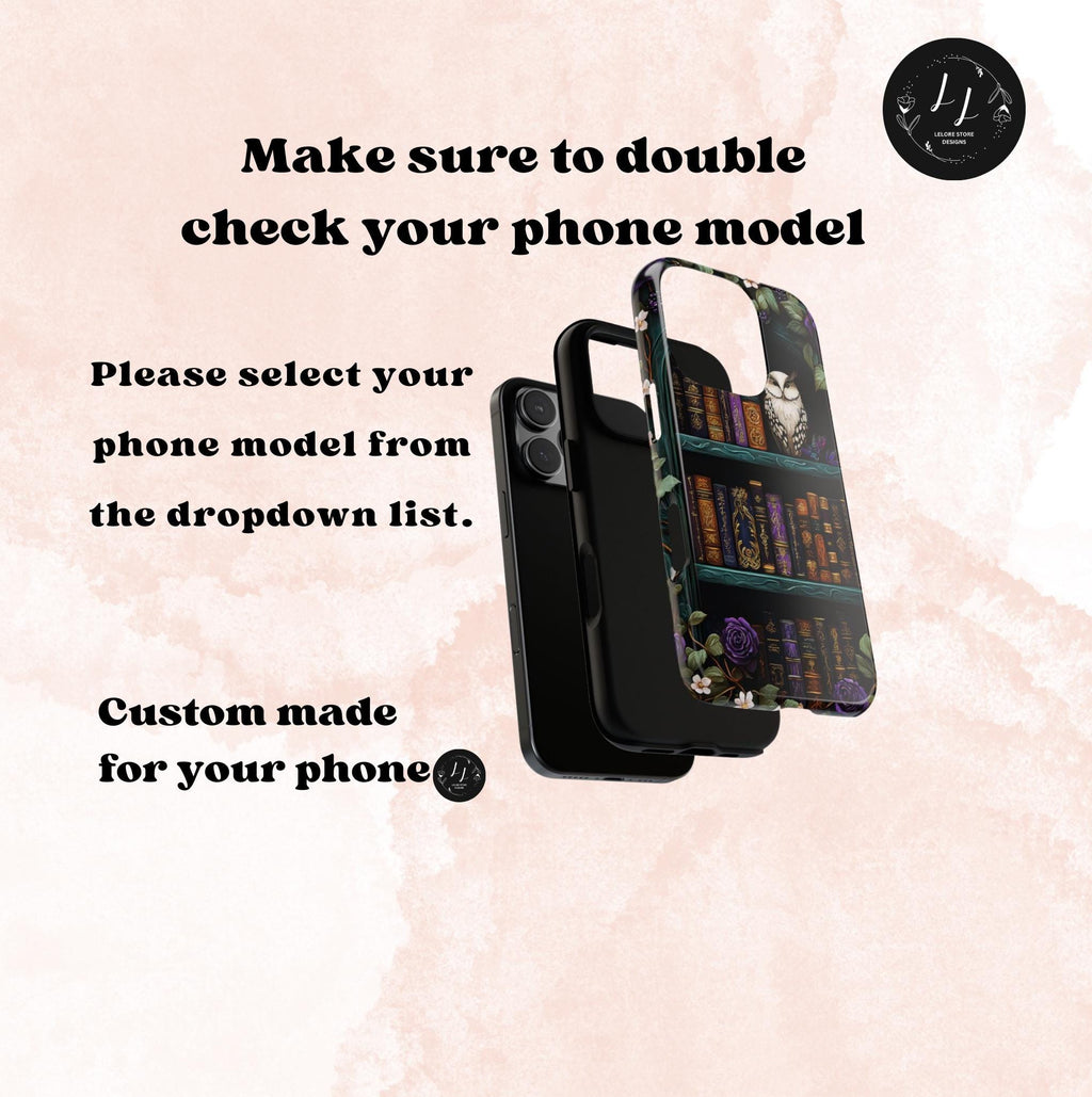 Bookish Phone Case, Book floral Dark Academia Gift for Book Lovers, iPhone Galaxy Pixel