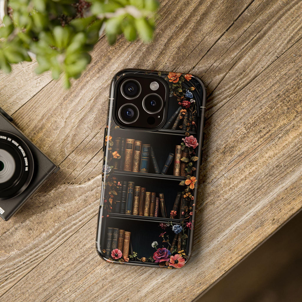 Floral Bookish Phone Case, Book Literary Lover Gift, Bookshelf iPhone Galaxy Pixel