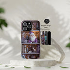 Bookish MagSafe Phone Case Boho Floral Light Purple Bookshelf Book Lovers, iPhone Cover.