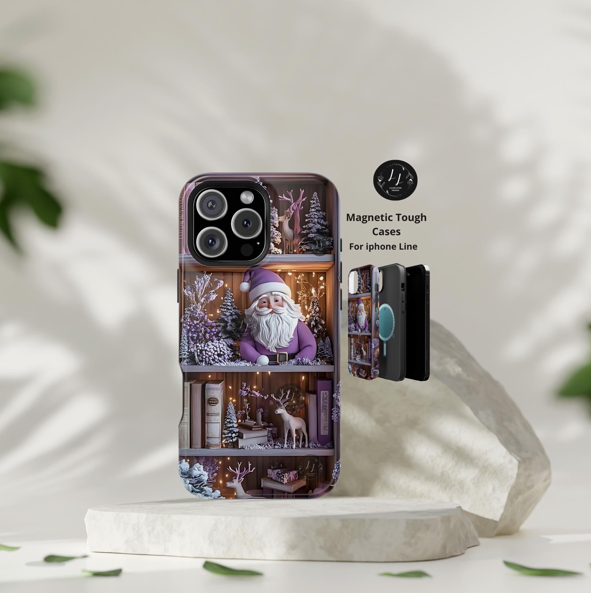 Bookish MagSafe Phone Case Boho Floral Light Purple Bookshelf Book Lovers, iPhone Cover.