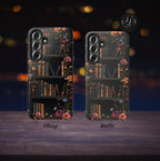 Floral Bookish Phone Case, Book Literary Lover Gift, Bookshelf iPhone Galaxy Pixel