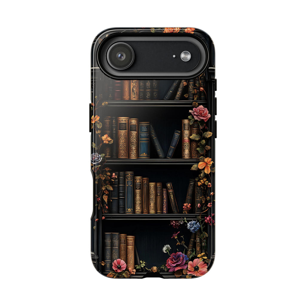 Floral Bookish Phone Case, Book Literary Lover Gift, Bookshelf iPhone Galaxy Pixel