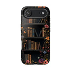 Floral Bookish Phone Case, Book Literary Lover Gift, Bookshelf iPhone Galaxy Pixel